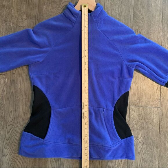 COLUMBIA Titanium Full Zip Fleece Women Medium Blue Black Zip Pocket Thumb Hole. - Picture 12 of 12